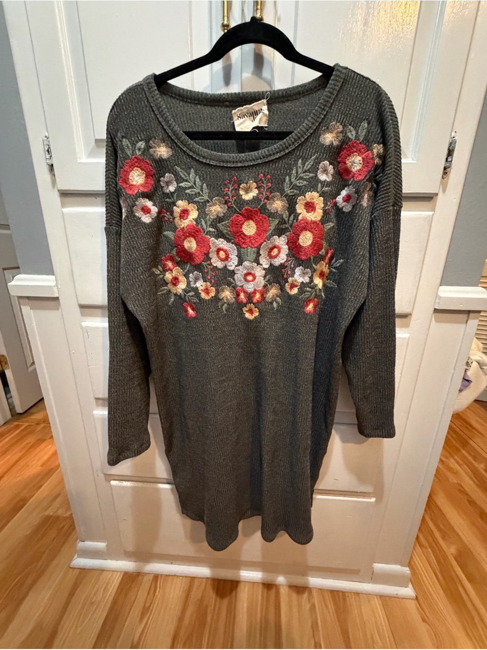 Ladies Dress Savanna Jane Embroidered Flowers 1X Polyester